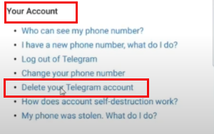 FAQ supprimer un compte Telegram