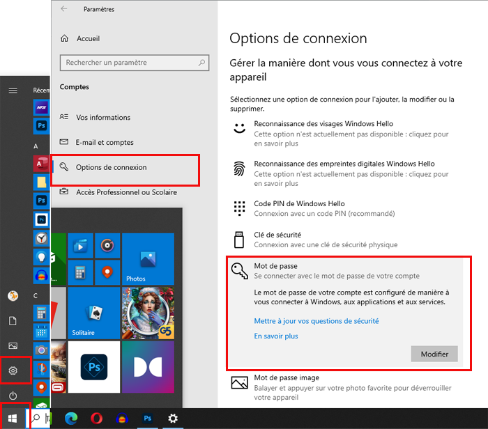 Supprimer mot de passe Windows 10